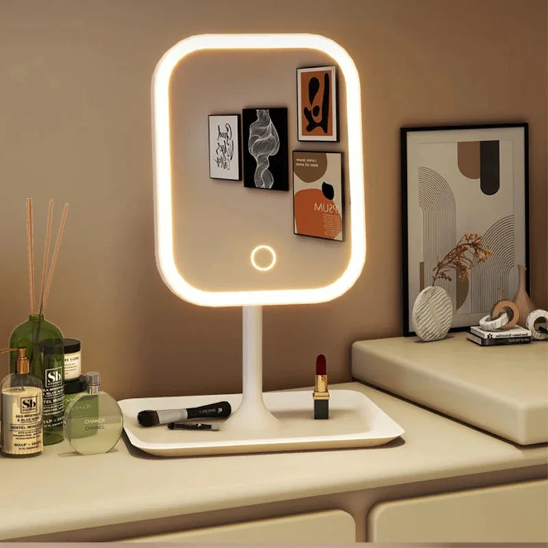 Miroir de bureau 2 coloris , lumière LED , miroir tactile