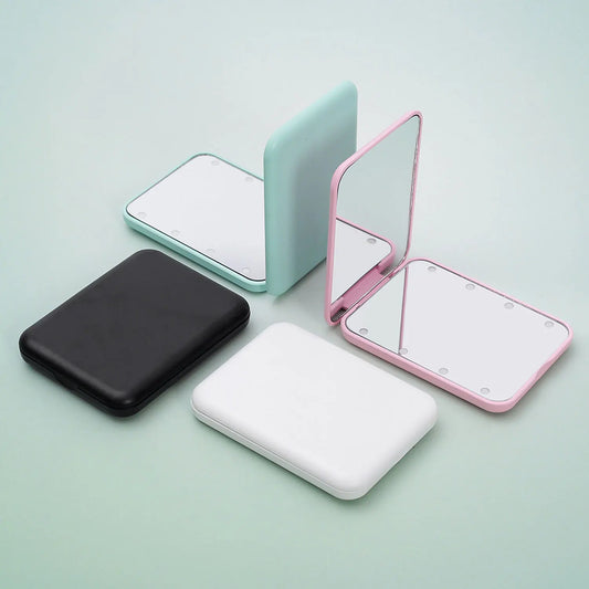 Mini miroir de maquillage LED de poche - 2 face (grossissant et normal)