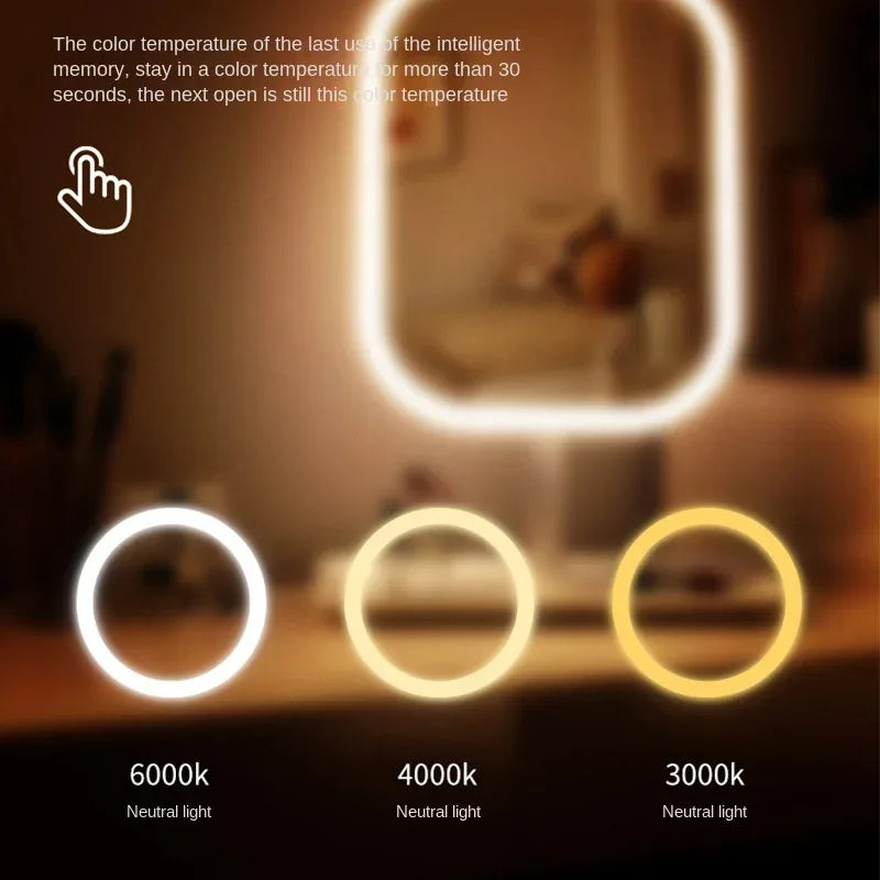 Miroir de bureau 2 coloris , lumière LED , miroir tactile